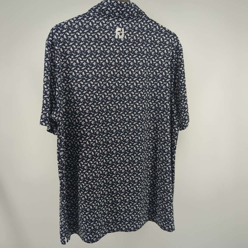 FootJoy FJ Polo Shirt Men's Large Blue Beach Print Iron Horse Golf Course AOP - Picture 4 of 11